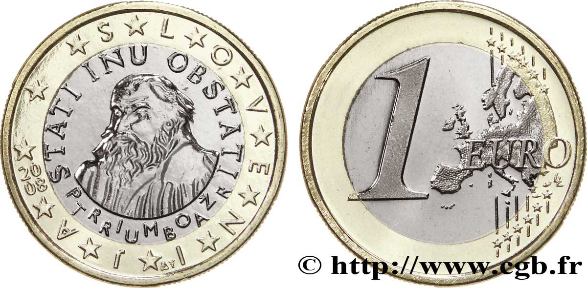 ESLOVENIA 1 Euro PRIMOŽ TRUBAR 2008 BU