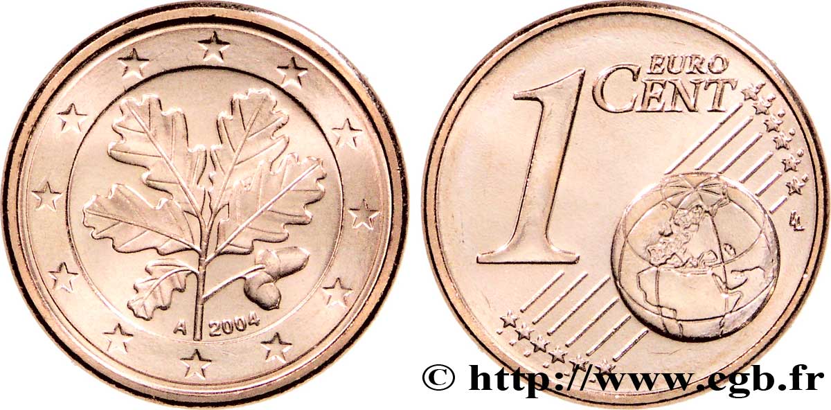 GERMANY 1 Cent RAMEAU DE CHÊNE - Berlin A 2004 MS63
