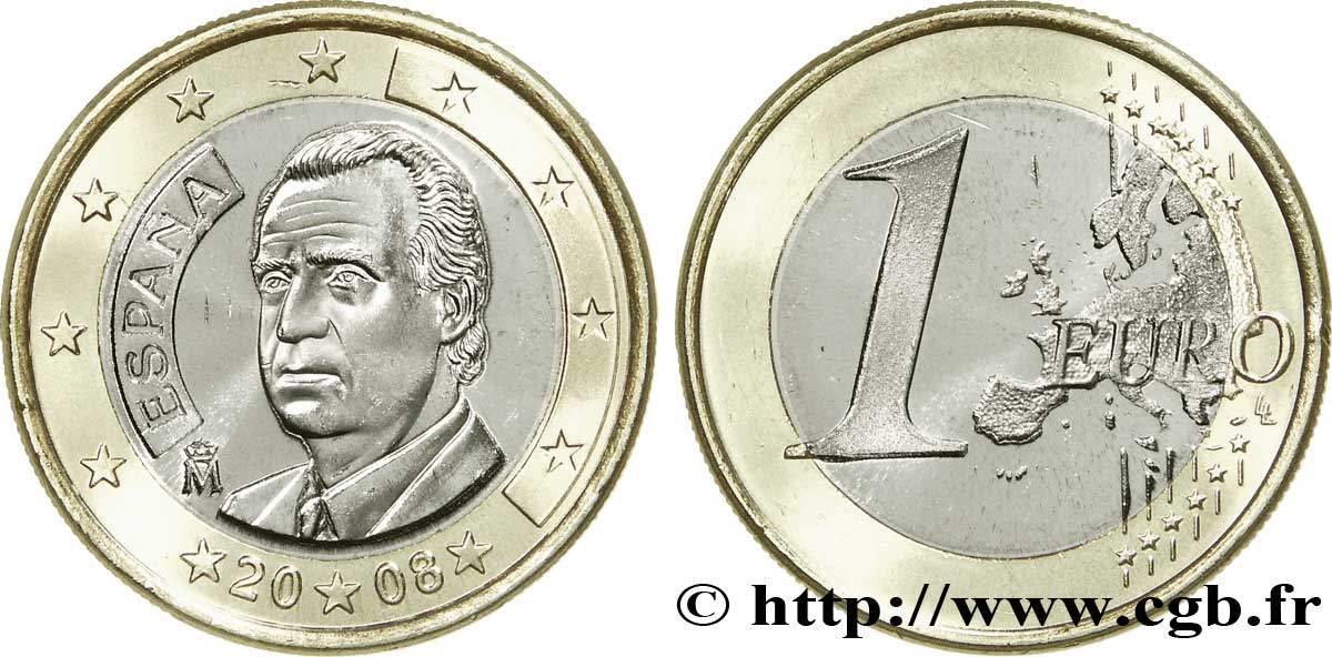 SPAIN 1 Euro JUAN-CARLOS I 2008 MS63