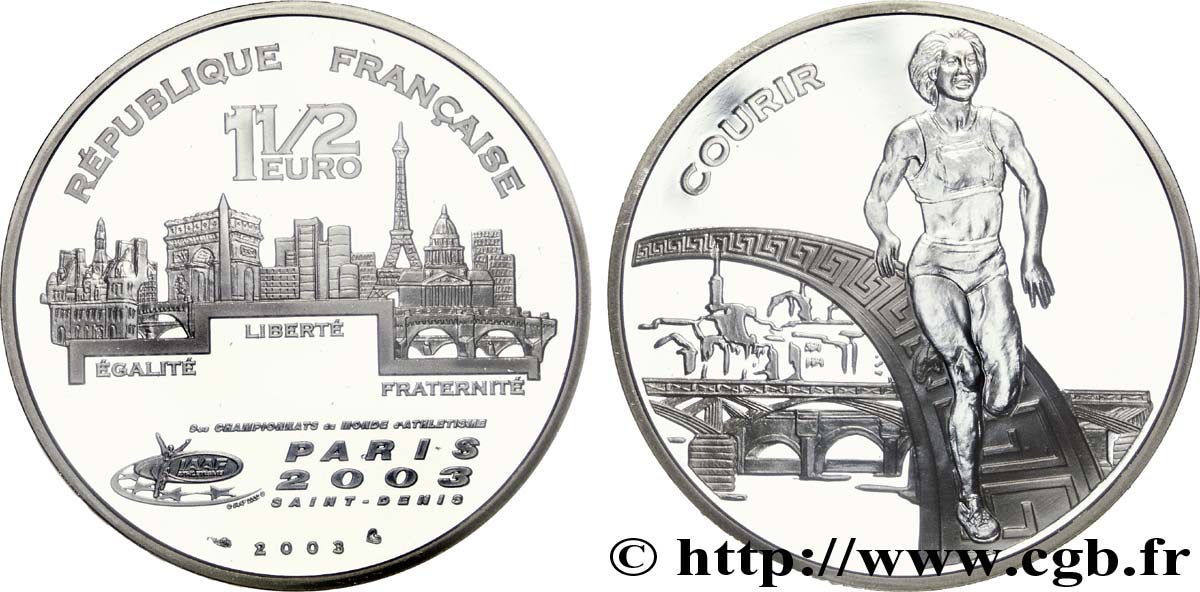 FRANKREICH Belle Épreuve 1 Euro 1/2 PARIS 2003 - COURIR 2003