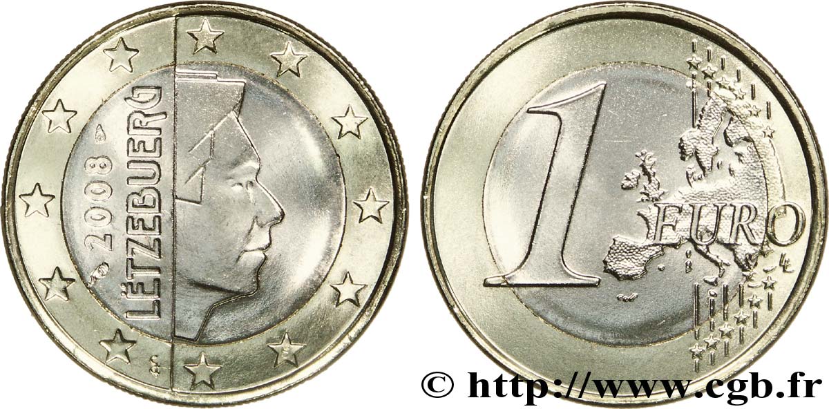 LUXEMBOURG 1 Euro GRAND DUC HENRI 2008 MS63