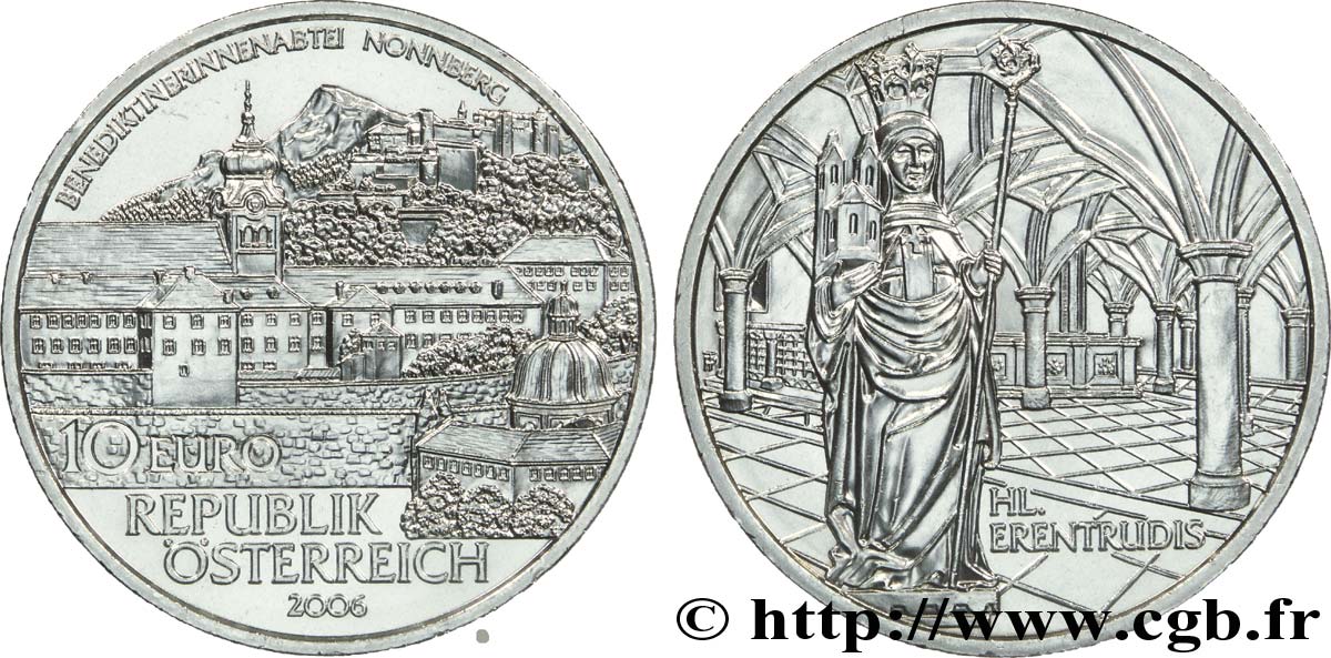 AUSTRIA 10 Euro ABBAYE DE NONNBERG 2006 MS64