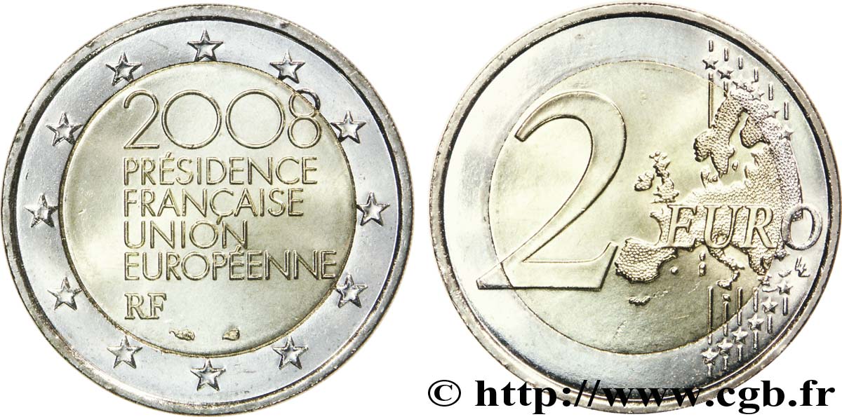 FRANCE 2 Euro PRÉSIDENCE FRANÇAISE DE L’UNION EUROPÉENNE tranche B 2008 MS63