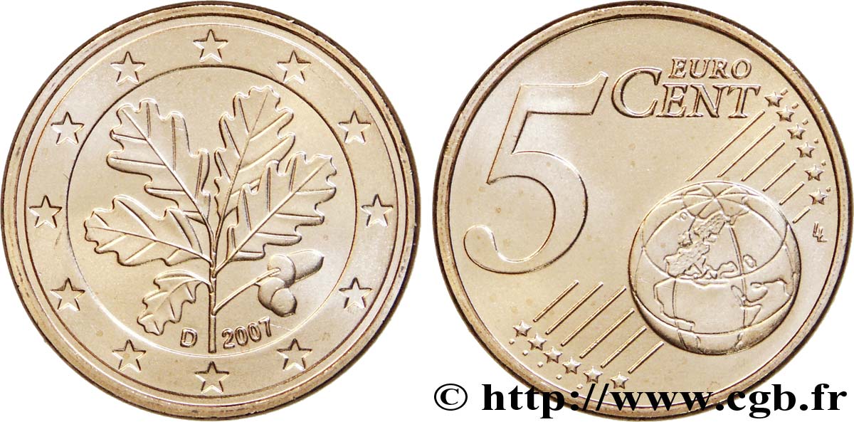ALLEMAGNE 5 Cent RAMEAU DE CHÊNE - Munich D 2007 SPL63