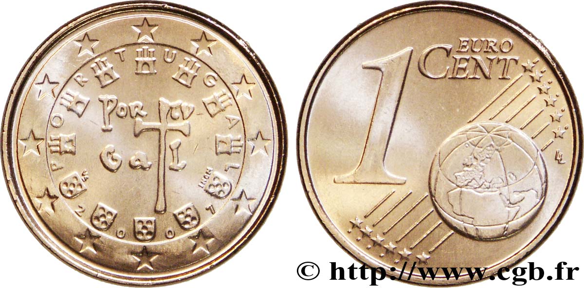PORTOGALLO 1 Cent SCEAU A LA CROIX(1134) 2007 MS