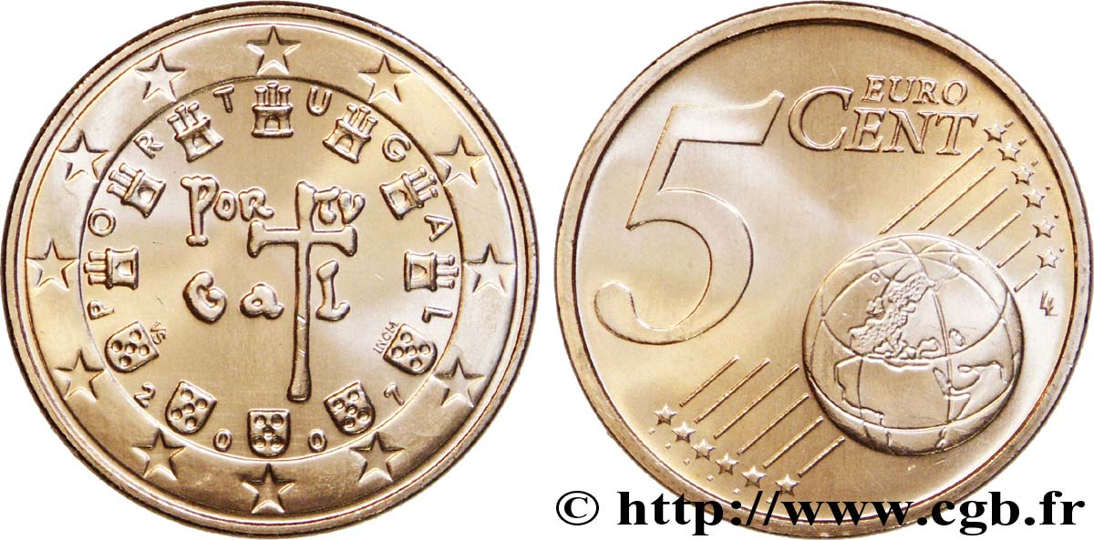 PORTUGAL 5 Cent SCEAU A LA CROIX(1134) 2007 MS