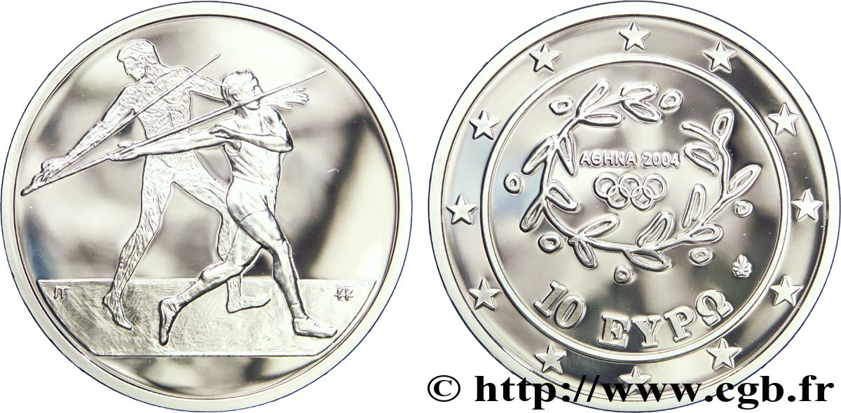 GRIECHENLAND 10 Euro ATHÈNES 2004 - LE JAVELOT 2003