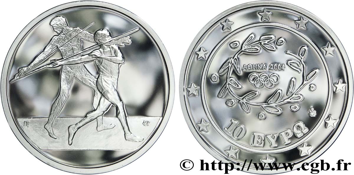 GRÈCE 10 Euro ATHÈNES 2004 - LE JAVELOT 2003 BE