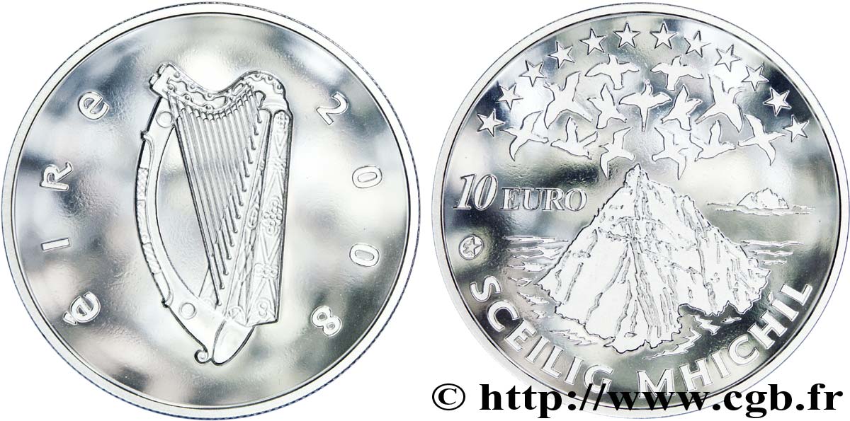 IRLAND Belle Épreuve 10 Euro SKELLIG MICHAEL 2008