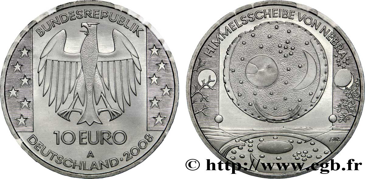 GERMANY 10 Euro LE DISQUE DE NEBRA tranche A 2008 MS63