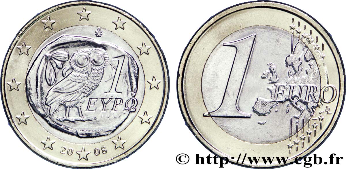 GRÈCE 1 Euro À LA CHOUETTE 2008 Athènes feu_196272 Euros