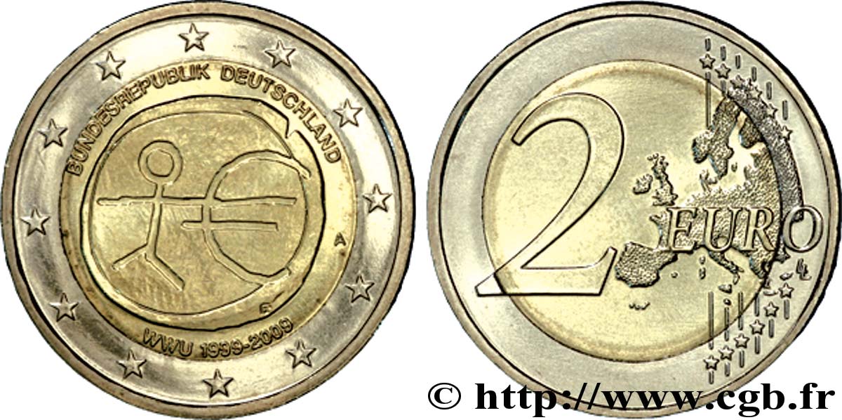 DEUTSCHLAND 2 Euro 10e ANNIVERSAIRE DE L’EURO - Berlin A 2009