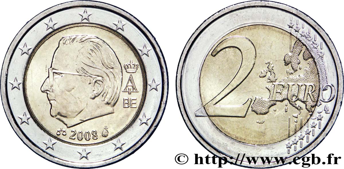 BELGIQUE 2 Euro ALBERT II - second type  2008 SUP
