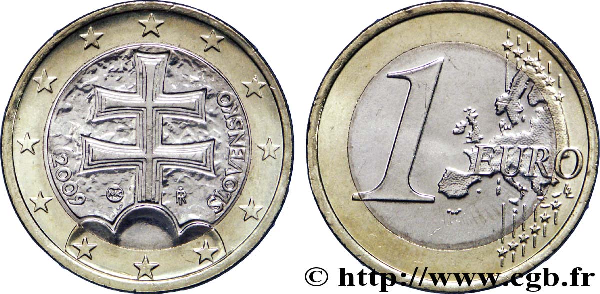 SLOVACCHIA 1 Euro CROIX DOUBLE 2009 MS63