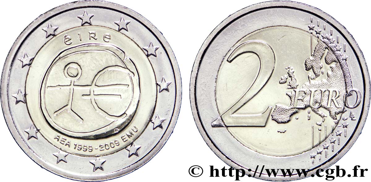 IRLAND 2 Euro 10e ANNIVERSAIRE DE L’EURO 2009