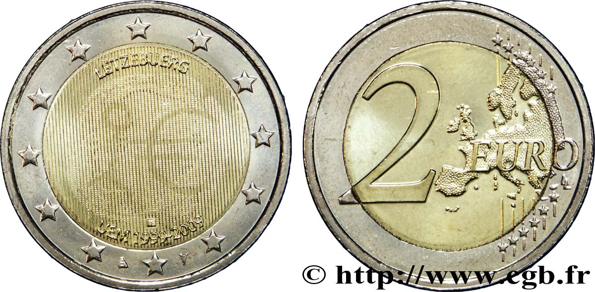 LUSSEMBURGO 2 Euro 10ème ANNIVERSAIRE DE L’EURO tranche B 2009 MS63