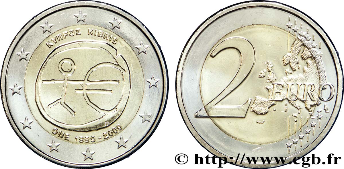 ZYPERN 2 Euro 10e ANNIVERSAIRE DE L’EURO 2009