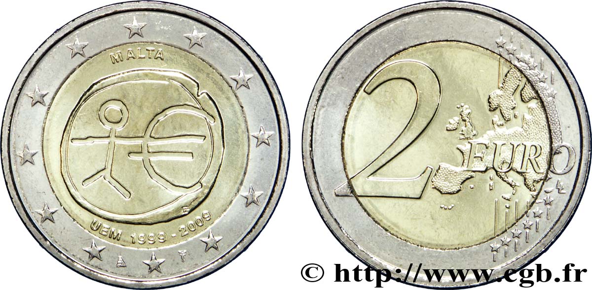 MALTA 2 Euro 10e ANNIVERSAIRE DE L’EURO 2009 AU