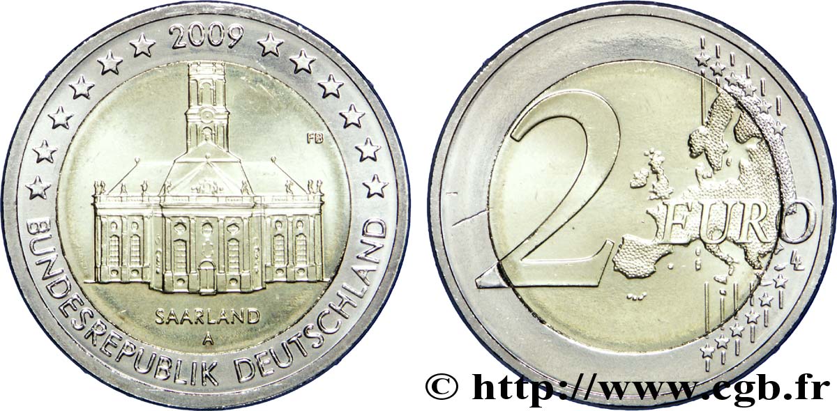 GERMANY 2 Euro SARRE - LUDWIGSKIRCHE DE SARREBRUCK - Berlin A 2009 MS
