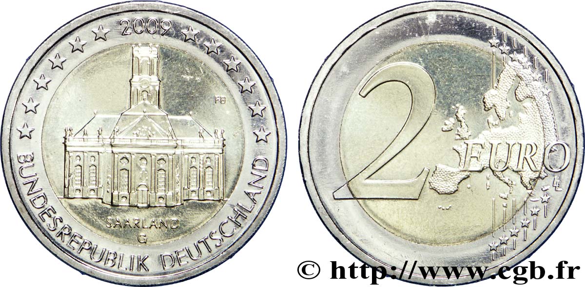 ALLEMAGNE 2 Euro SARRE - LUDWIGSKIRCHE DE SARREBRUCK tranche B - Karlsruhe G 2009 SPL63