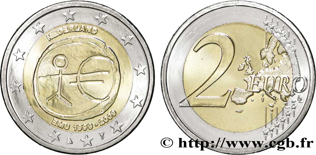 PAYS-BAS 2 Euro 10ème ANNIVERSAIRE DE L’EURO tranche B 2009 SPL63