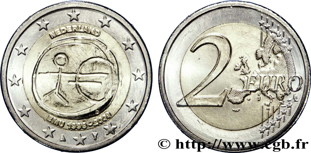 PAYS-BAS 2 Euro 10ème ANNIVERSAIRE DE L’EURO tranche A 2009 SPL63