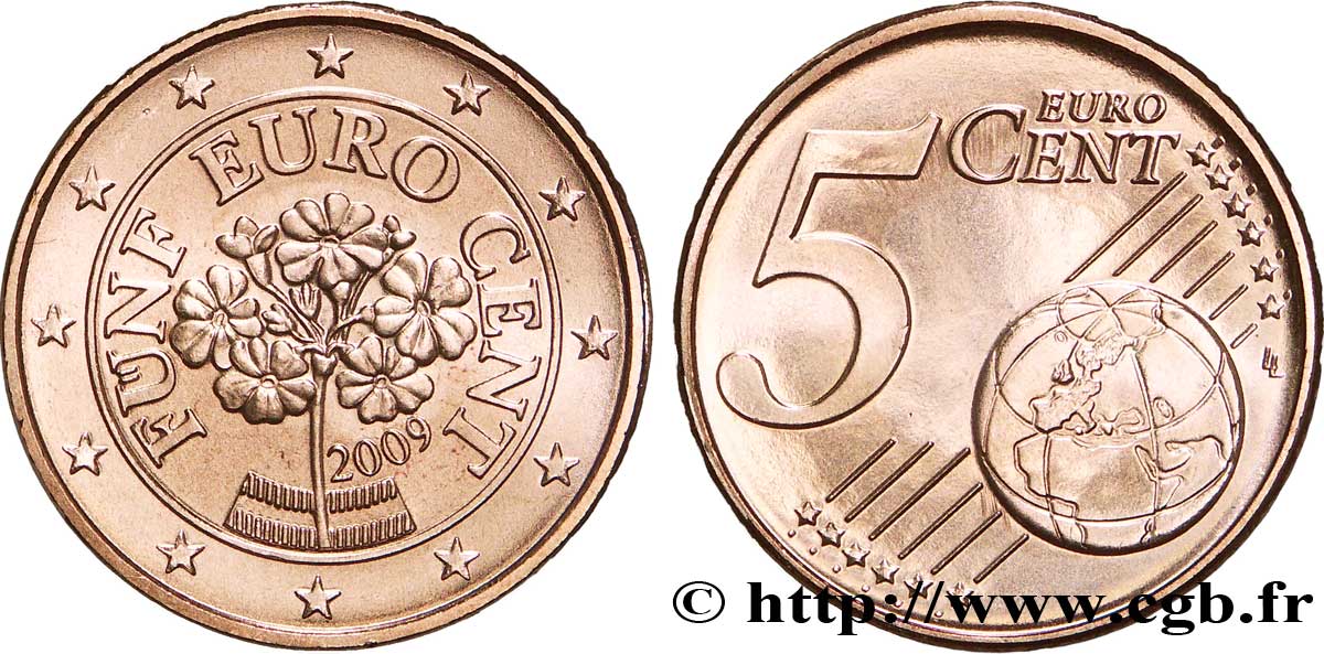 ÖSTERREICH 5 Cent PRIMEVÈRE 2009