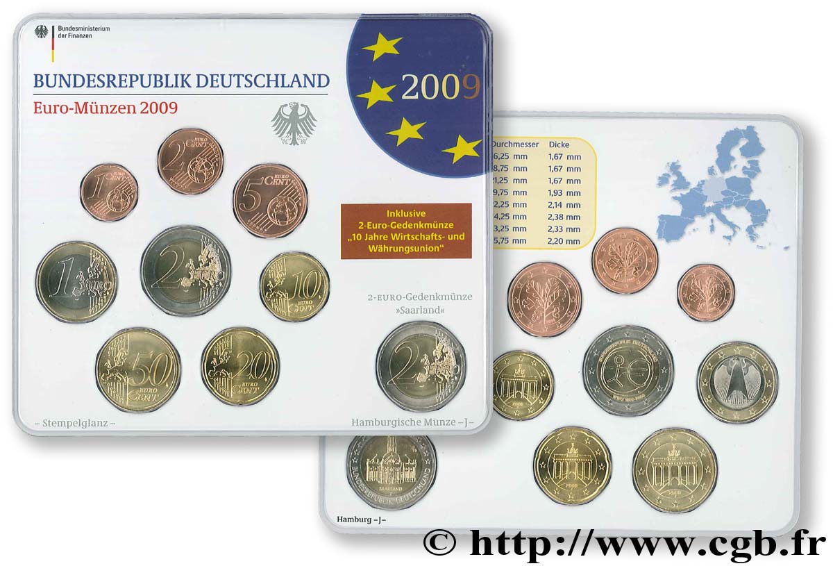 DEUTSCHLAND SÉRIE Euro FLEUR de COIN - Hambourg J 2009