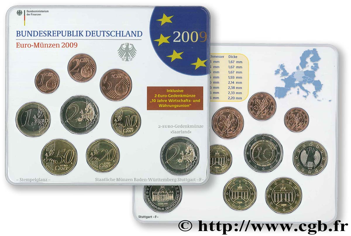 GERMANY SÉRIE Euro FLEUR de COIN - Stuttgart F 2009 MS