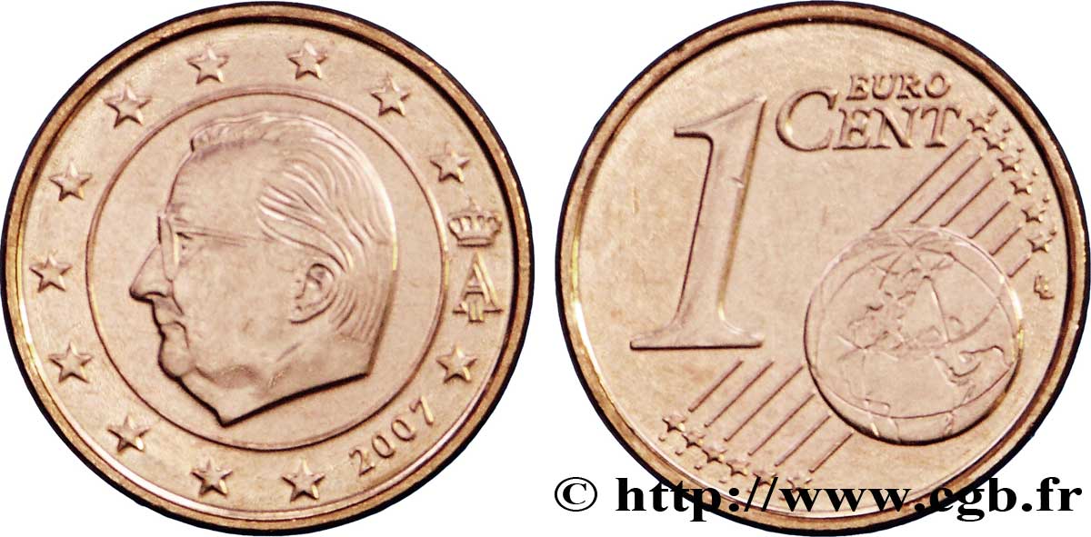 BELGIUM 1 Cent ALBERT II  2007 MS63