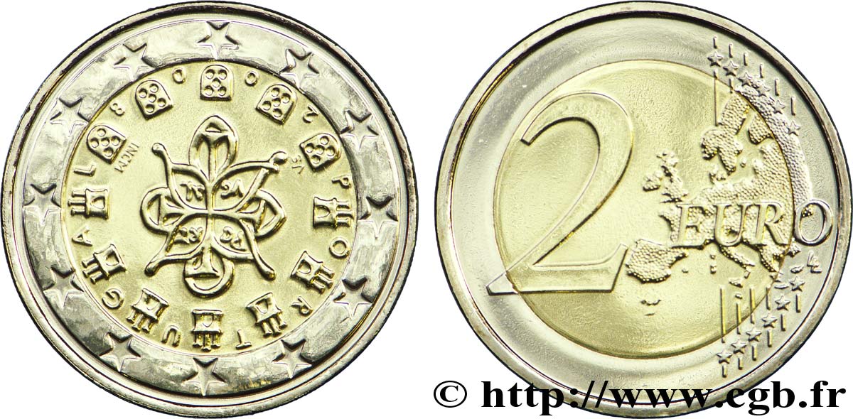 PORTUGAL 2 Euro SCEAU ENTRELACÉ (1144) tranche A 2008 MS63