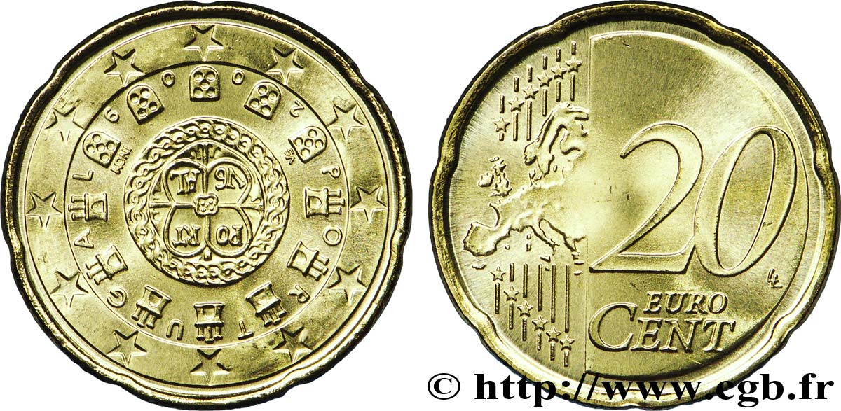PORTOGALLO 20 Cent SCEAU AUX CHATEAUX (1142) 2009 MS63