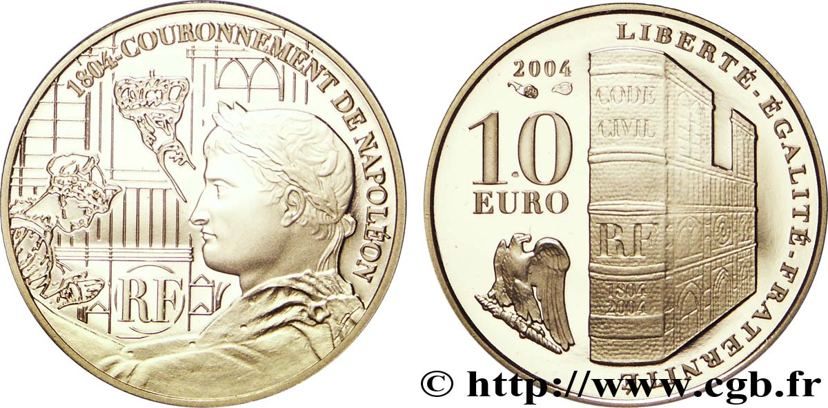 FRANCIA Belle Épreuve 10 Euro BICENTENAIRE DU COURONNEMENT DE NAPOLÉON Ier 1804-2004 2004 BE
