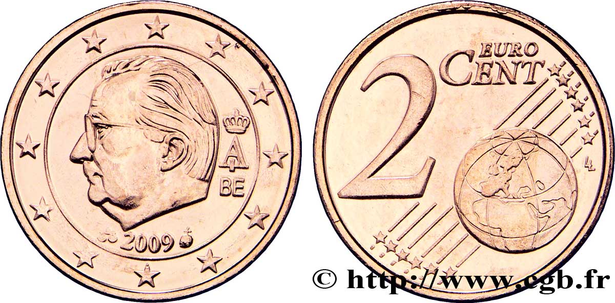 BELGIUM 2 Cent ALBERT II 2009 MS63