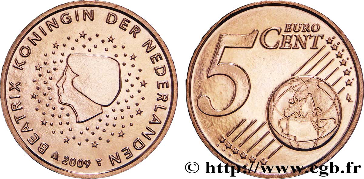 PAESI BASSI 5 Cent BEATRIX 2009 MS63
