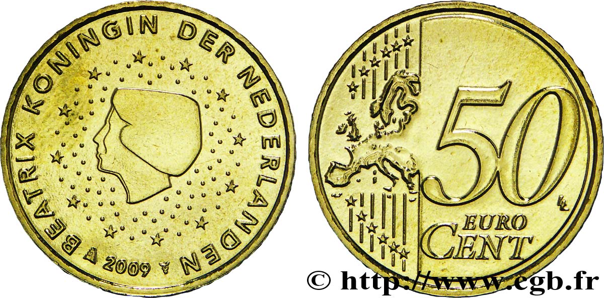 NETHERLANDS 50 Cent BEATRIX 2009 MS63