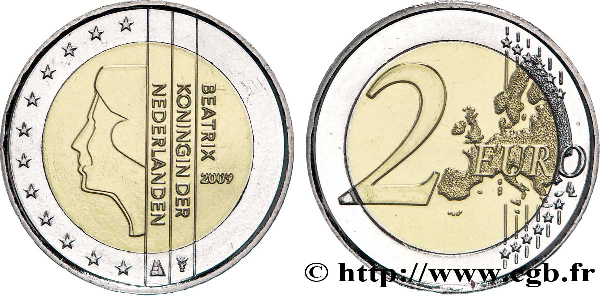 NETHERLANDS 2 Euro BEATRIX tranche B 2009 MS63