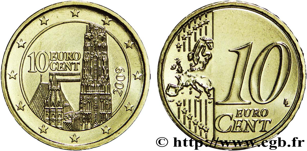 AUSTRIA 10 Cent SAINT-ÉTIENNE 2009 MS63