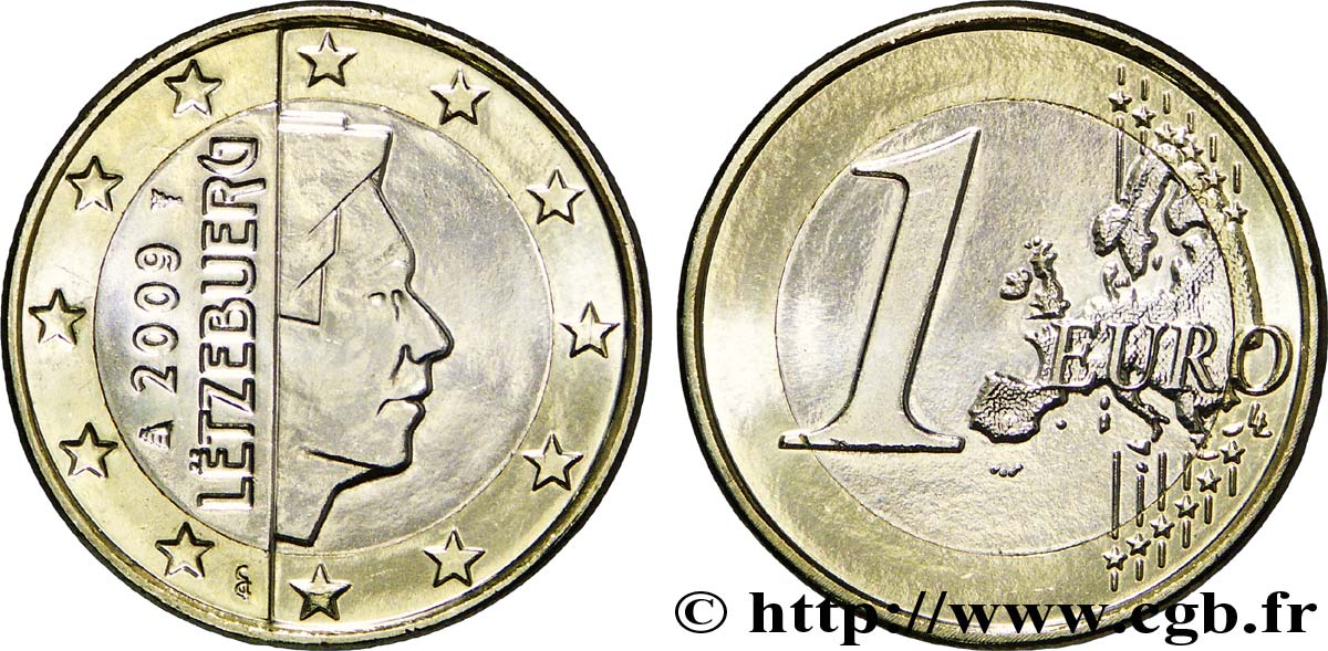 LUXEMBOURG 1 Euro GRAND DUC HENRI 2009 MS63
