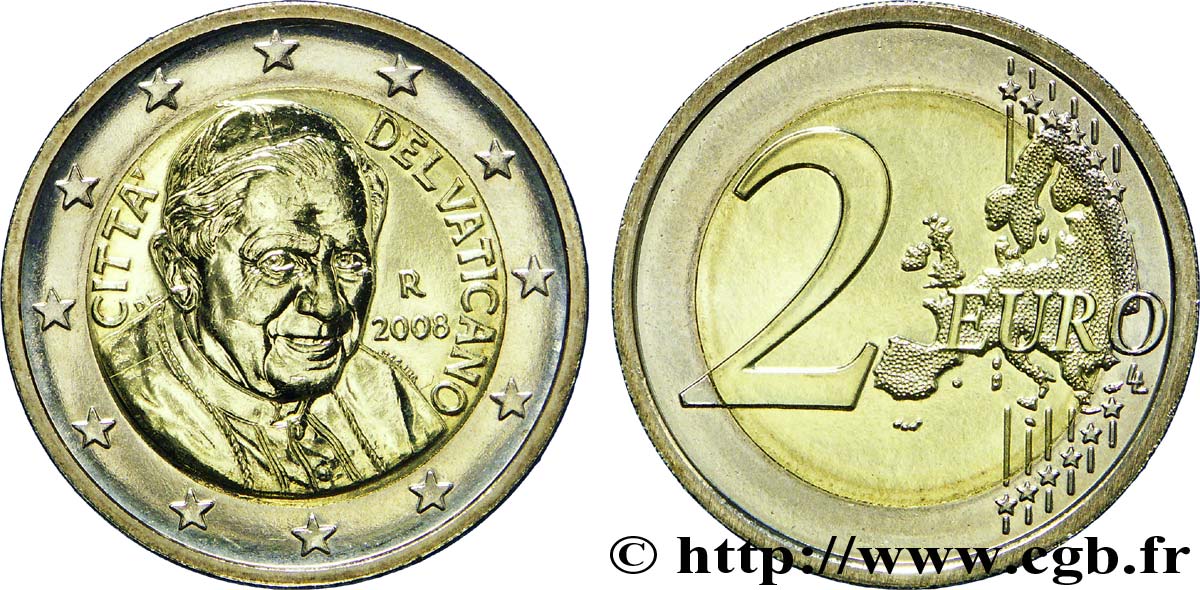 VATICAN 2 Euro BENOÎT XVI (second revers) tranche A 2008 BU