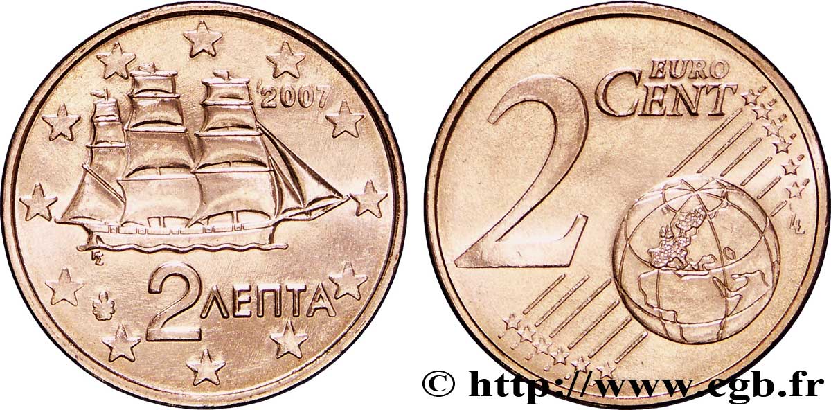 GRIECHENLAND 2 Cent CORVETTE 2007