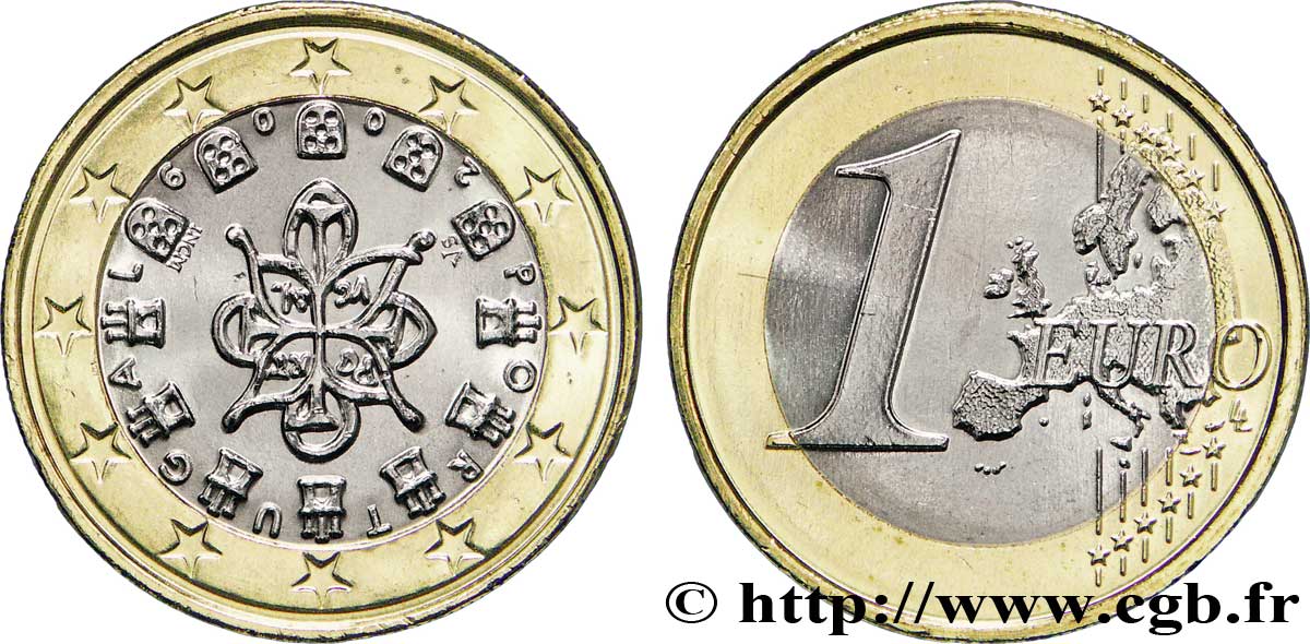 PORTUGAL 1 Euro SCEAU ENTRELACÉ (1144) 2009 MS63