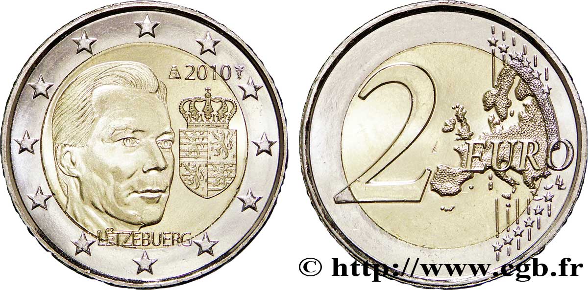 LUXEMBOURG 2 Euro ARMOIRIES DU GRAND-DUC HENRI  2010 SPL