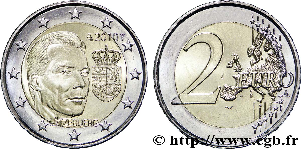 LUXEMBOURG 2 Euro ARMOIRIES DU GRAND-DUC HENRI 2010 MS