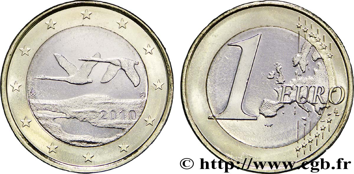 FINLAND 1 Euro CYGNES 2010 MS63