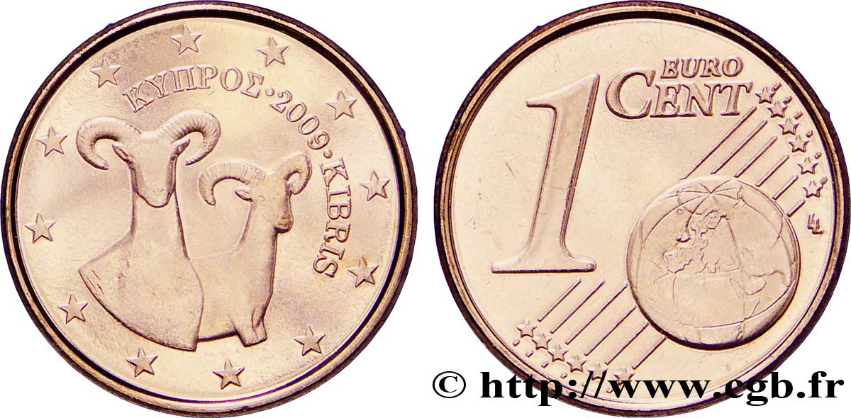 CYPRUS 1 Cent MOUFLON 2009 MS63