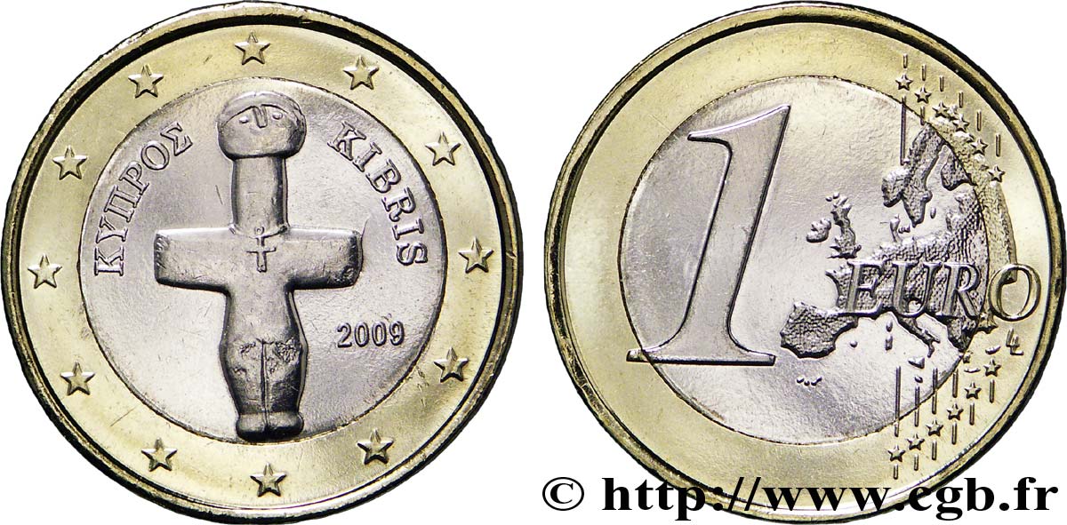 ZYPERN 1 Euro IDOLE DE POMOS 2009
