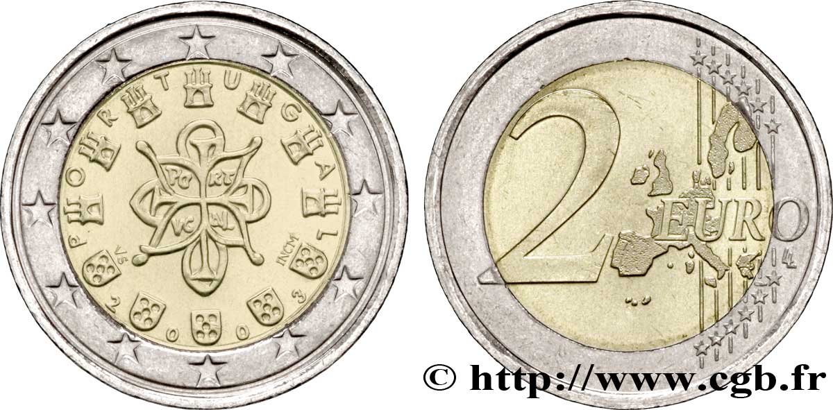 PORTUGAL 2 Euro SCEAU ENTRELACÉ (1144) tranche A 2003 MS63