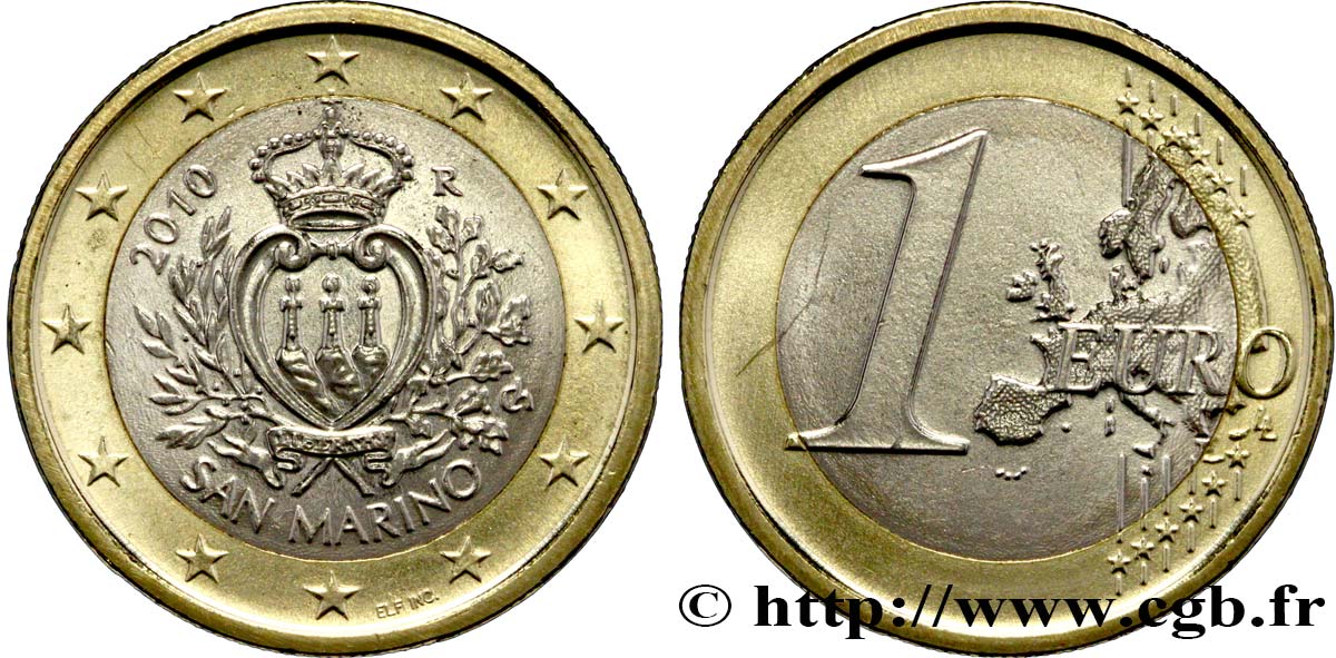 RÉPUBLIQUE DE SAINT- MARIN 1 Euro ARMOIRIES 2010 SPL