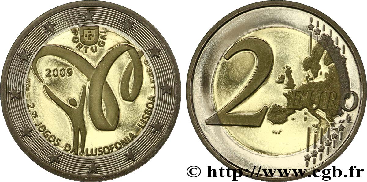 PORTUGAL Belle Épreuve 2 Euro JEUX DE LA LUSOPHONIE 2009 BE